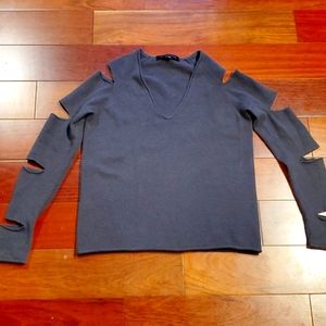 Skull cashmere v-neck pullover dark taupe